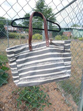 Maika Carryall Tote Bag Charcoal Stripes
